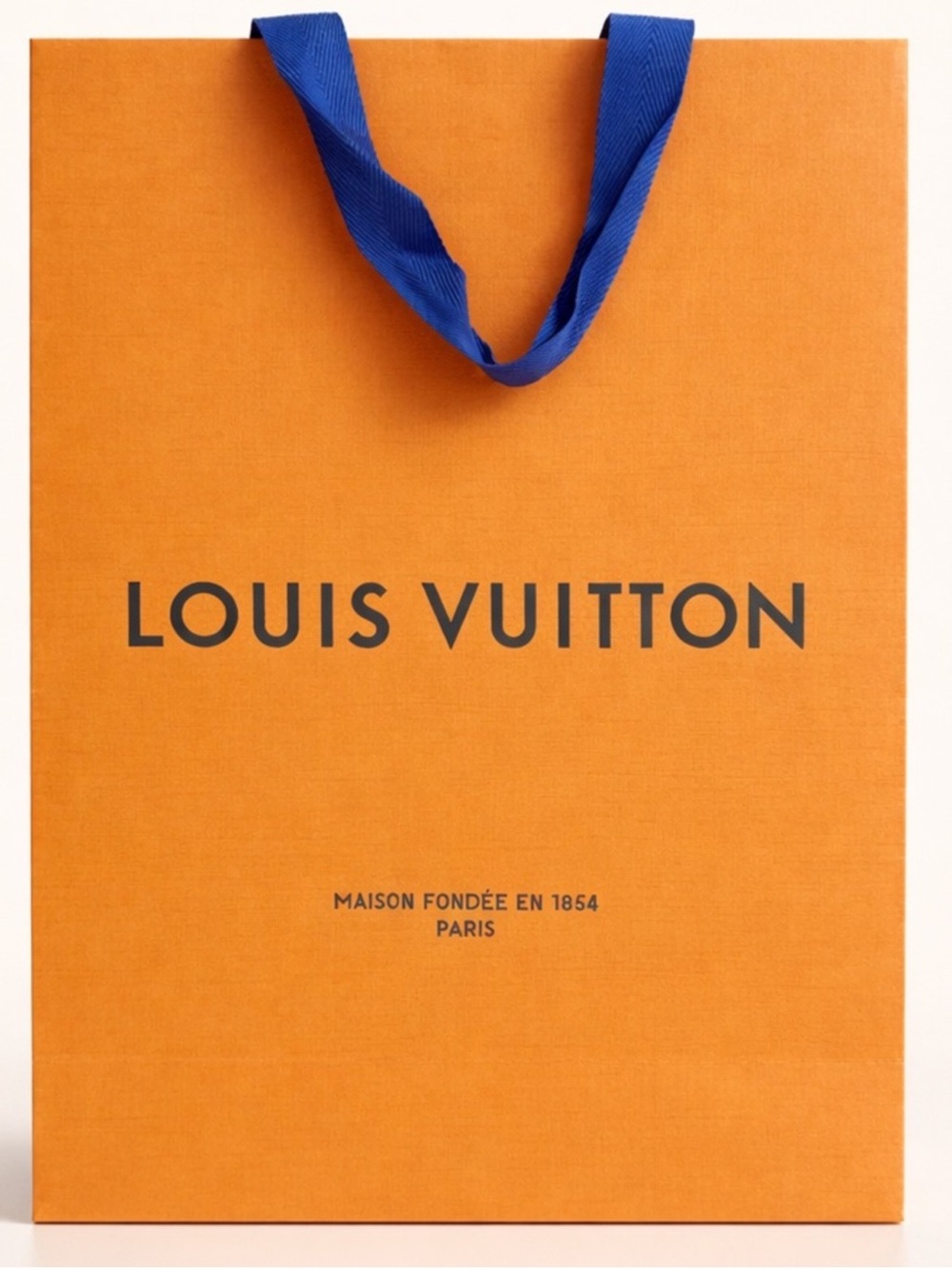 Louis Vuitton Orange Shopping Gift Bag Blue Handles 9.75 x 14 - Picture 2 of 7
